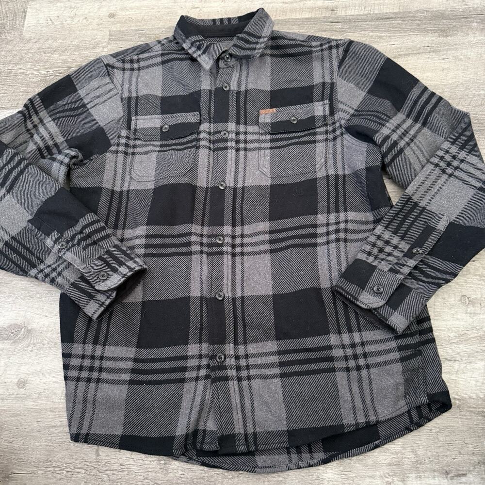 Orvis Big Bear Shacket Mens Large Black Gray Plaid Shirt Jacket Heavyweight